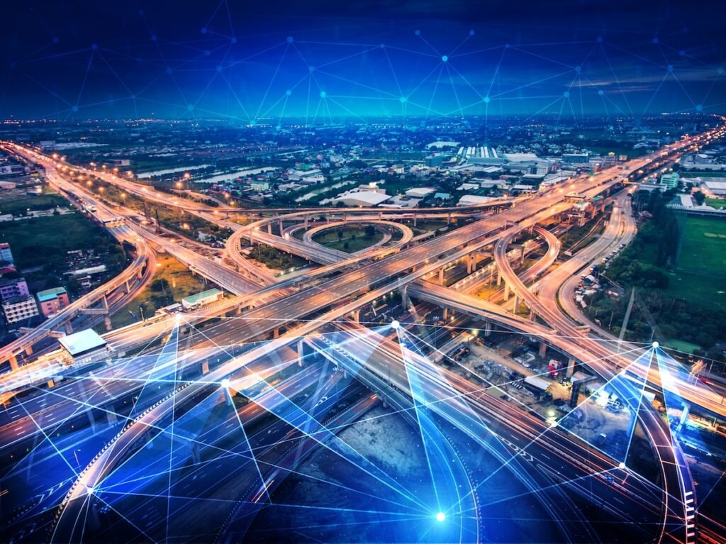 smart transport technology concept future car traffic road