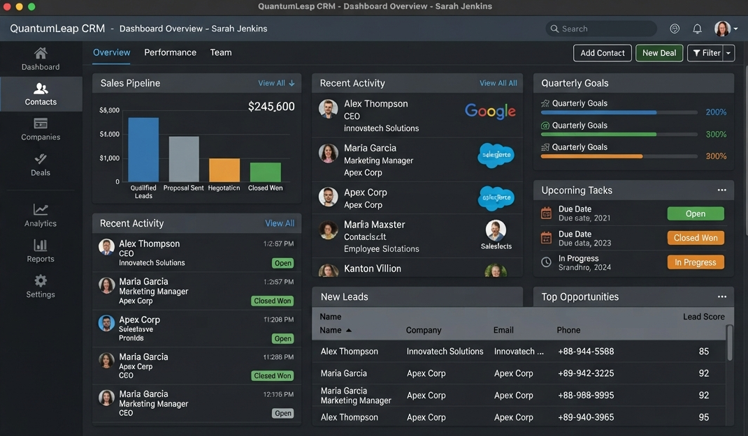 Enterprise CRM Development and custom pipeline automation dashboard interfaces